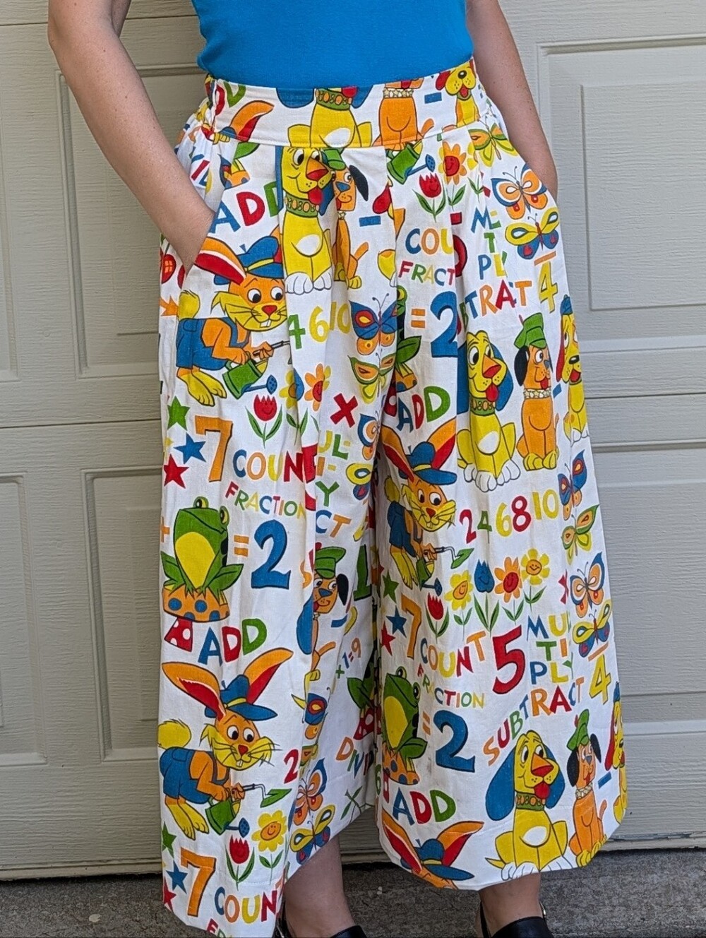 WIDE LEG PANTS made from VINTAGE CURTAINS S - Picture 3 of 11
